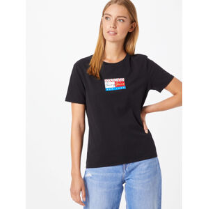 Tommy Jeans dámské černé triko FLORAL FLAG - L (BDS)